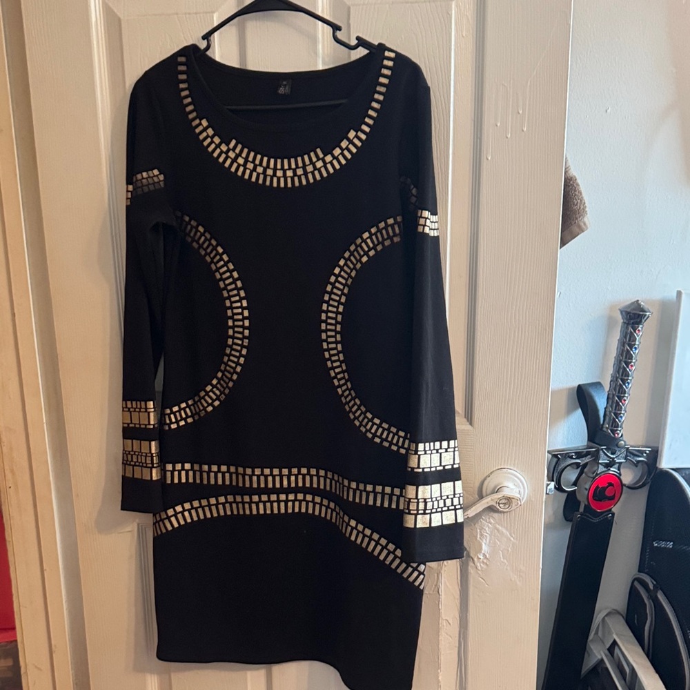 Elegant Black and Gold Women's Dress